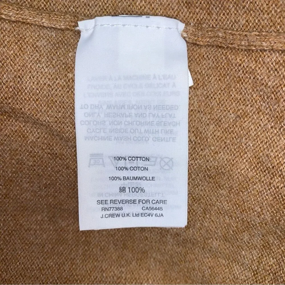 J CREW Cotton Sweater Men's Small Tan Brown Soft Knit Fall Crewneck Pullover
